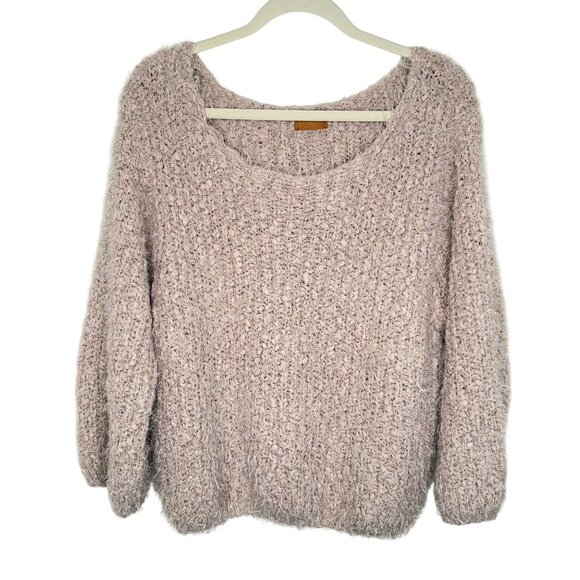 POL Soft Beige Textured Eyelash Knit Sweater, L - Picture 1 of 7